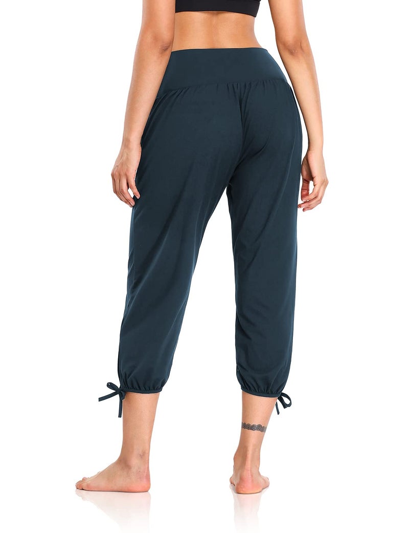 DIBAOLONG Womens Yoga Capri Pants Loose Yoga Pants Comfy Lounge Joggers Pajama Sweatpants with Pockets Navy M - Image 5